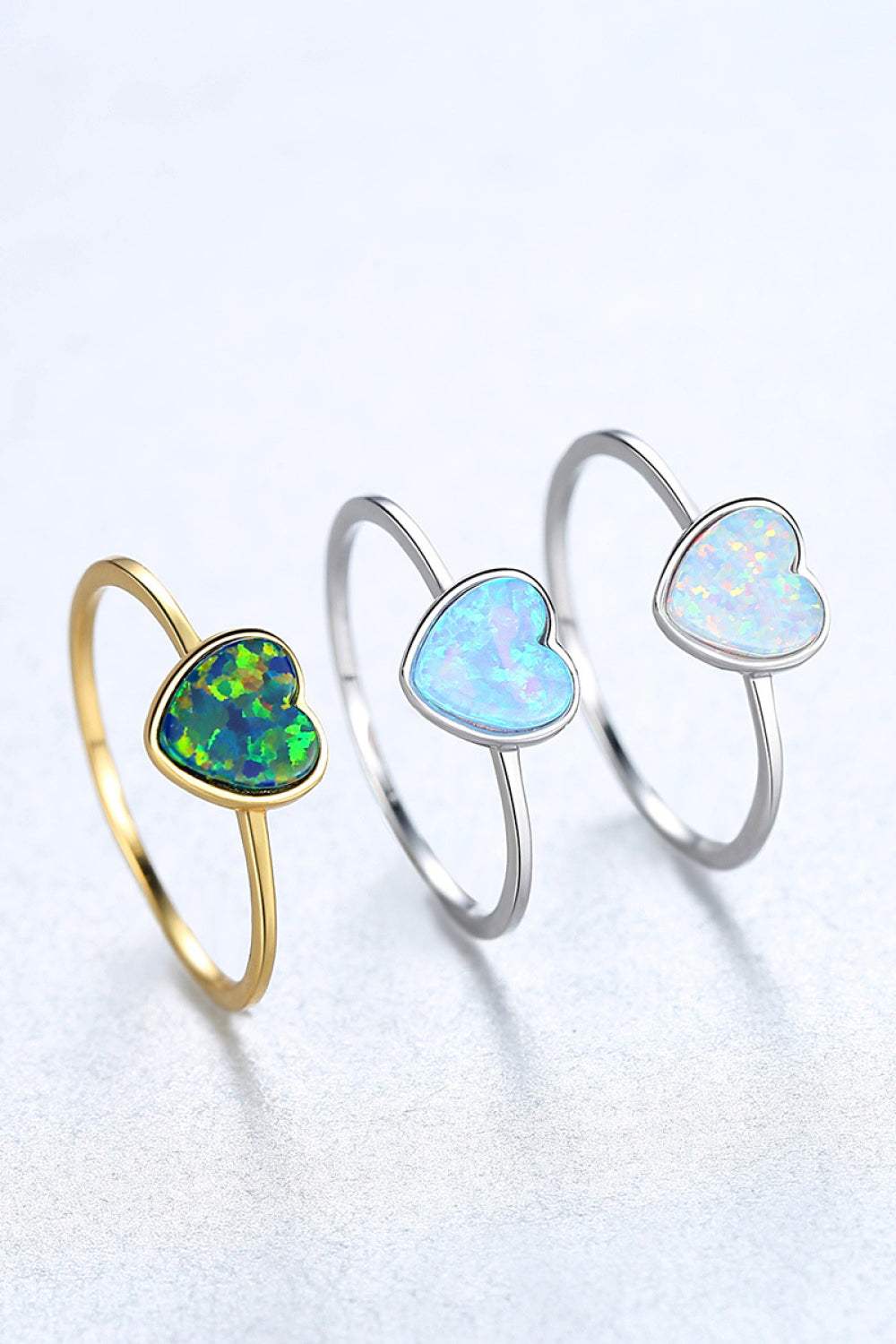 Opal Heart 925 Sterling Silver Ring Opal - Tophatter Daily Deals