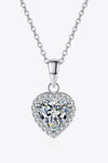 1 Carat Moissanite Heart Pendant Chain Necklace Silver One Size Moissanite - Tophatter Daily Deals