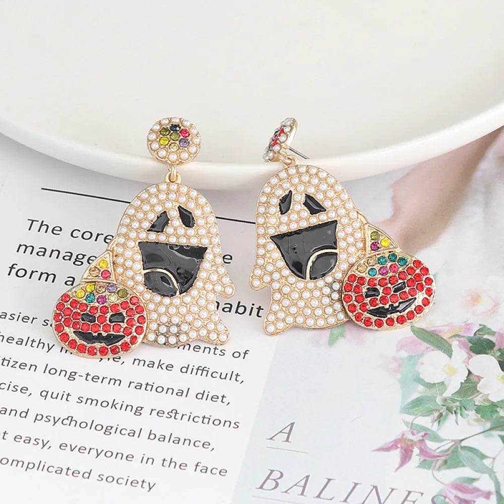 Ghost Rhinestone Alloy Earrings Earrings - Tophatter Daily Deals