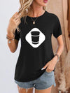 Graphic Round Neck Short Sleeve T-Shirt Black Women's T-Shirts - Tophatter Daily Deals