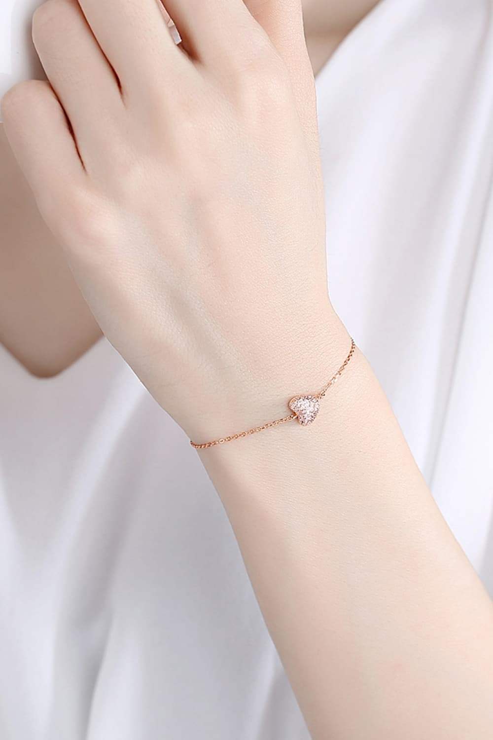 Zircon Heart 925 Sterling Silver Bracelet Bracelets - Tophatter Daily Deals