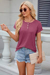 Round Neck Rolled Short Sleeve T-Shirt Women's T-Shirts - Tophatter Daily Deals