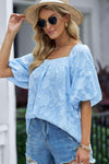 Applique Puff Sleeve Square Neck Blouse Blouses - Tophatter Daily Deals