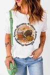 Round Neck Short Sleeve Pumpkin Latte Graphic T-Shirt White Women's T-Shirts - Tophatter Daily Deals