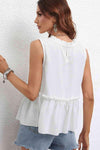 Frill Trim Round Neck Sleeveless Top Blouses - Tophatter Daily Deals