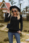 Square Neck Long Sleeve Blouse Black Blouses - Tophatter Daily Deals