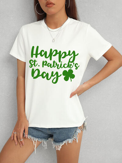 HAPPY ST. PATRICK'S DAY Short Sleeve T-Shirt White Women's T-Shirts - Tophatter Daily Deals