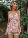 V-Neck Tie Spaghetti Straps Blouse Floral Blouses - Tophatter Daily Deals