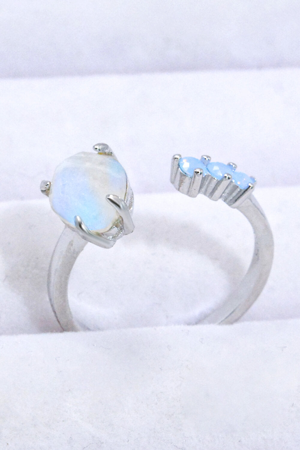 18K Rose Gold-Plated Moonstone Open Ring - Tophatter Deals