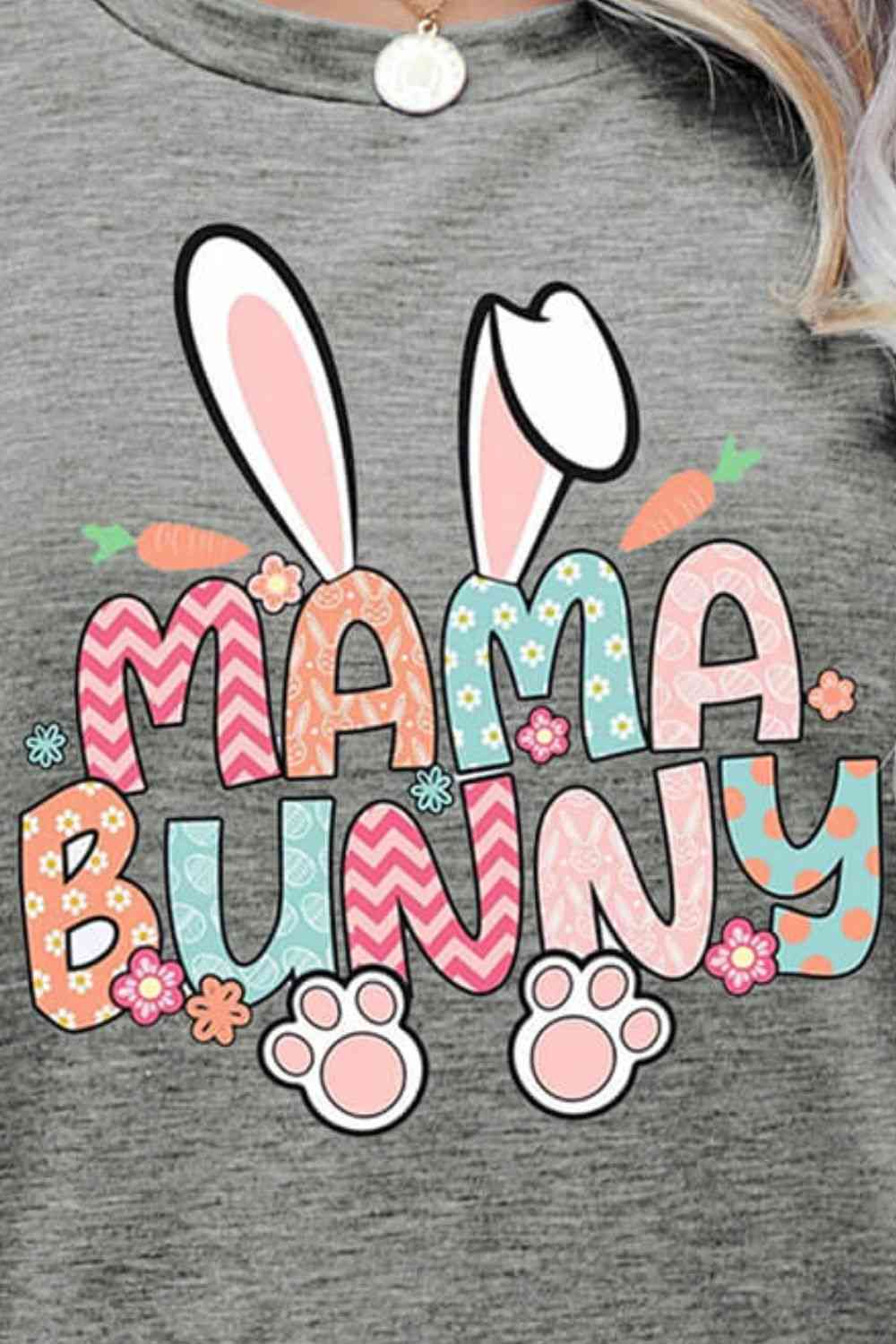 MAMA BUNNY Easter Graphic Short Sleeve Tee Women's T-Shirts - Tophatter Daily Deals