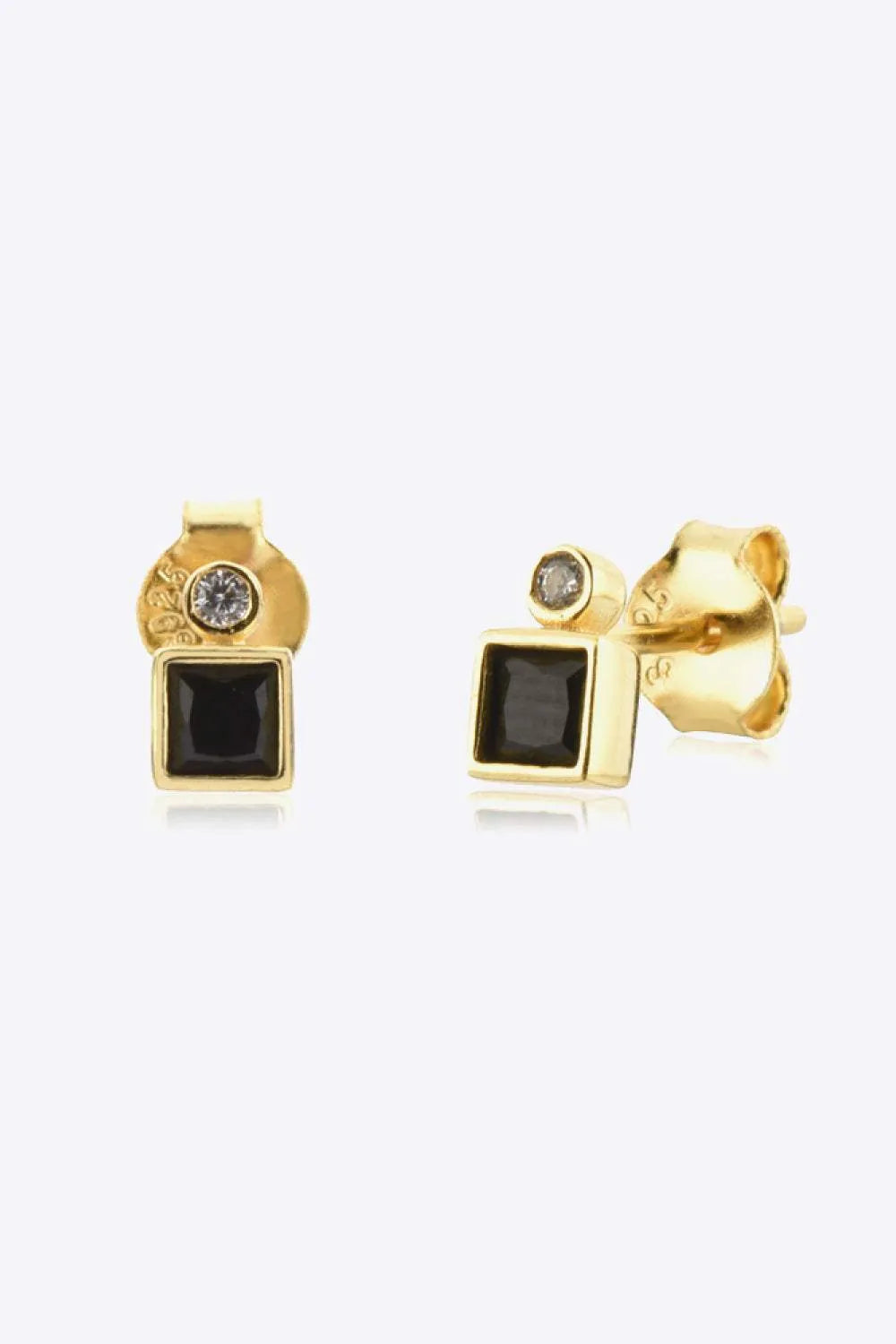 Inlaid Zircon Square 925 Sterling Silver Earrings Gold One Size Earrings - Tophatter Daily Deals
