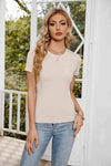 Short Sleeve Round Neck Tee Eggshell Women's T-Shirts - Tophatter Daily Deals