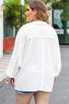 Plus Size Half Button Collared Neck Long Sleeve Blouse Blouses - Tophatter Daily Deals