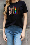 Simply Love Full Size BE KIND Graphic Cotton Tee Black Women's T-Shirts - Tophatter Daily Deals