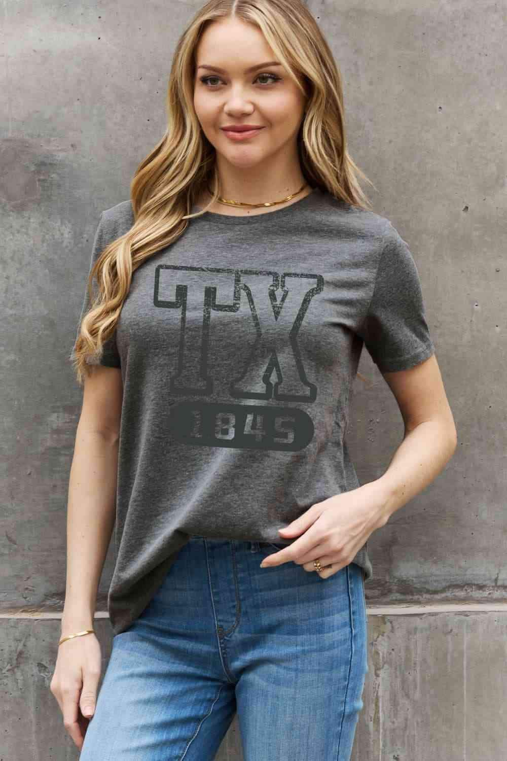 Simply Love Full Size TX 1845 Graphic Cotton Tee Women's T-Shirts - Tophatter Daily Deals