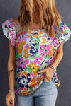 Floral Tie Back Flutter Sleeve Blouse Multicolor Blouses - Tophatter Daily Deals