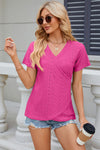 Eyelet Surplice Short Sleeve T-Shirt Women's T-Shirts - Tophatter Daily Deals