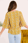 Printed Button Front Flare Sleeve Blouse Blouses - Tophatter Daily Deals