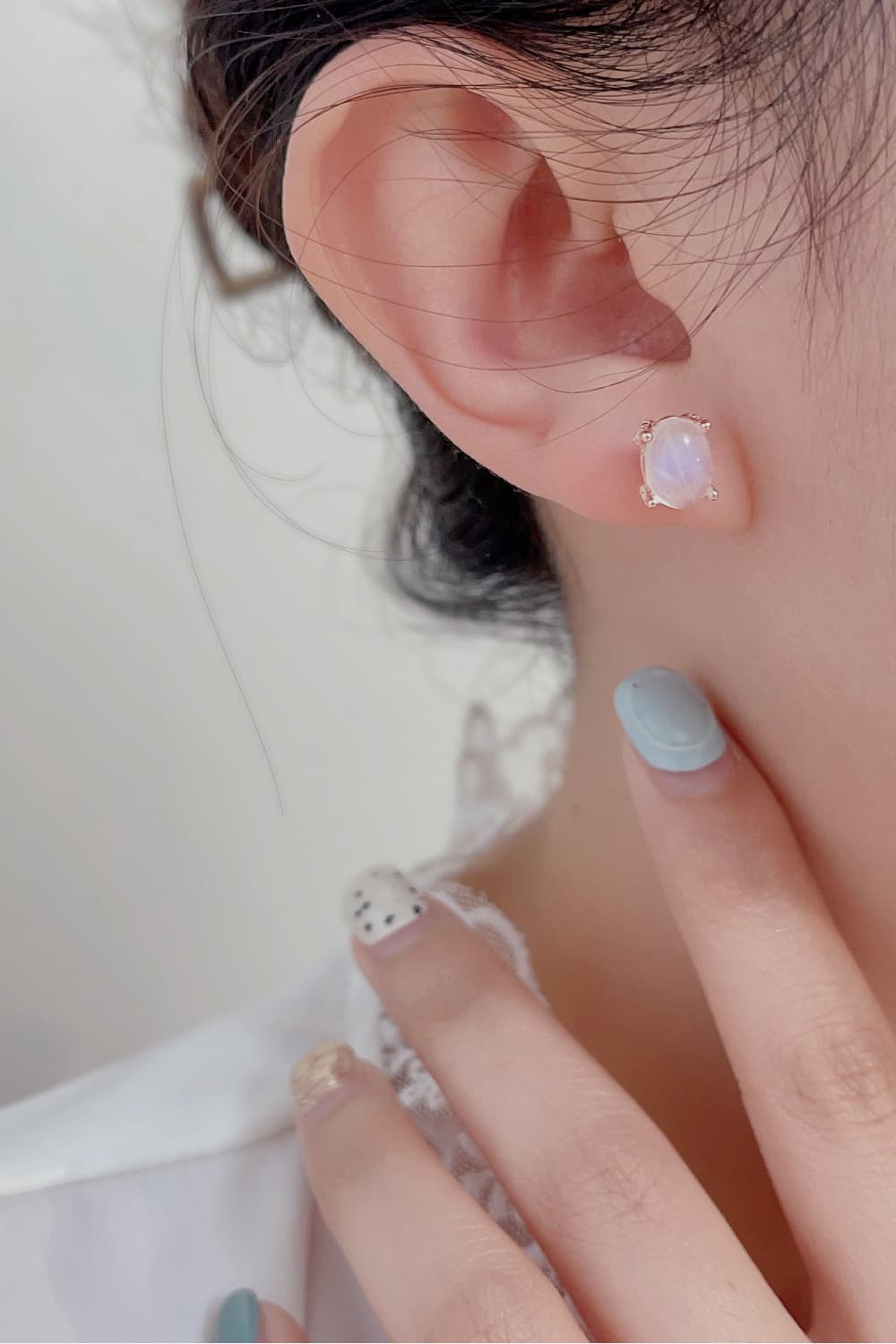 High Quality Natural Moonstone 925 Sterling Silver Stud Earrings Rose Gold One Size Moonstone - Tophatter Daily Deals