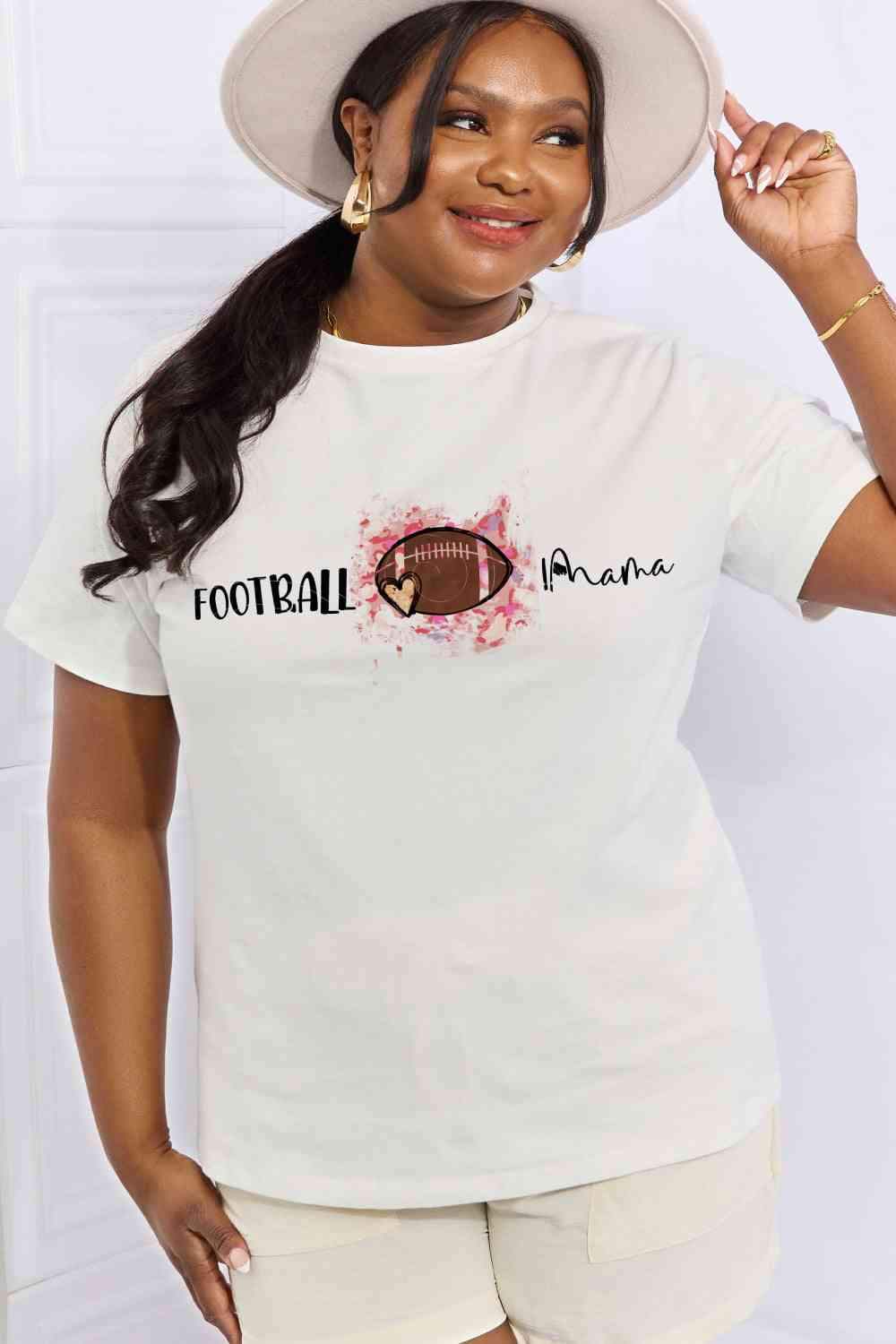 Simply Love Full Size FOOTBALL MAMA Graphic Cotton Tee Bleach Women's T-Shirts - Tophatter Daily Deals