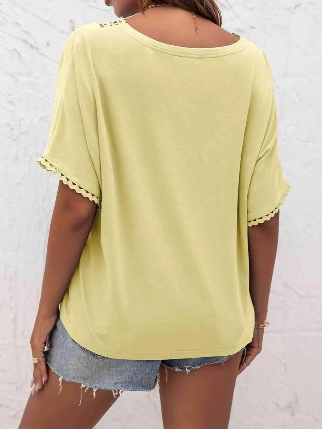 V-Neck Short Sleeve Blouse Blouses - Tophatter Daily Deals