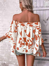 Printed Off-Shoulder Bell Sleeve Blouse Blouses - Tophatter Daily Deals