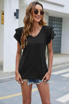 V-Neck Flutter Sleeve T-Shirt Women's T-Shirts - Tophatter Daily Deals