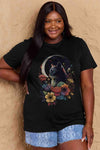 Simply Love Full Size Cat Graphic Cotton Tee Black Women's T-Shirts - Tophatter Daily Deals