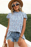 Ditsy Floral Mock Neck Short Sleeve T-Shirt Women's T-Shirts - Tophatter Daily Deals