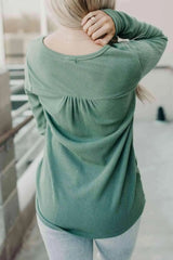 Ribbed V-Neck Long Sleeve T-Shirt Women's T-Shirts - Tophatter Daily Deals