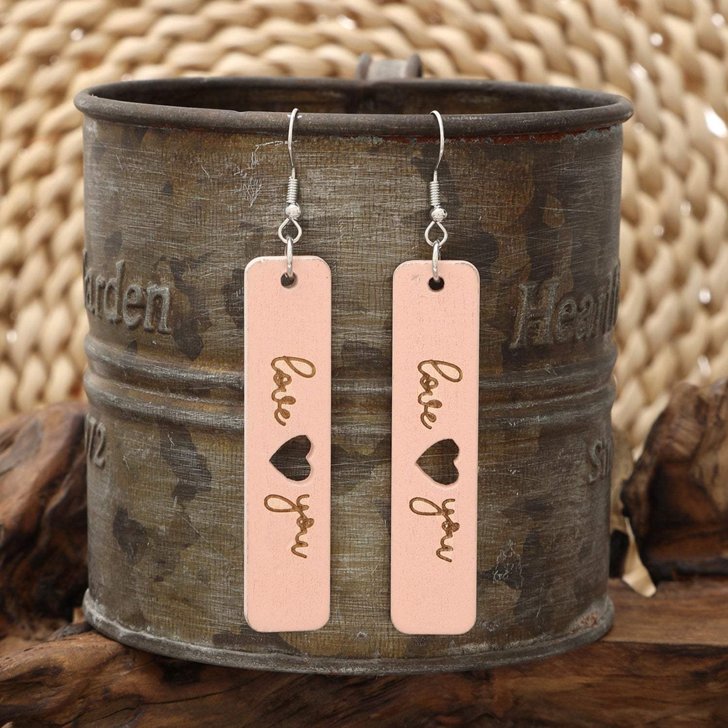 Heart Cutout Wooden Dangle Earrings Earrings - Tophatter Daily Deals