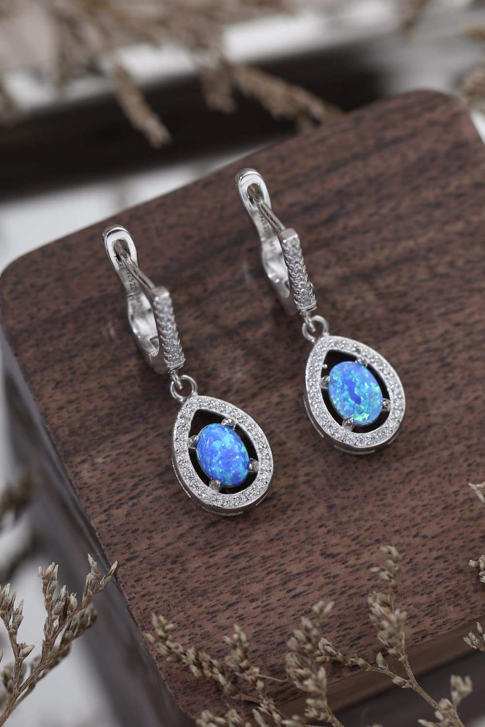 Opal Pear Shaped Drop Earrings Sky Blue One Size Opal - Tophatter Daily Deals