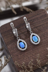 Opal Pear Shaped Drop Earrings Sky Blue One Size Opal - Tophatter Daily Deals