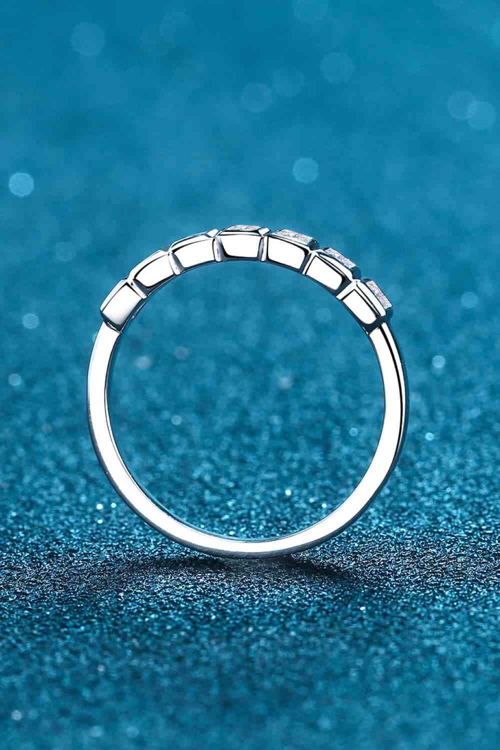 Moissanite Rhodium-Plated Half-Eternity Ring Moissanite - Tophatter Daily Deals