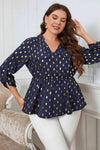 Plus Size Notched Babydoll Blouse Women's T-Shirts - Tophatter Daily Deals