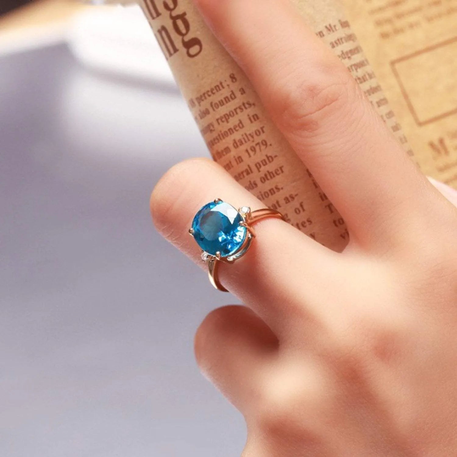 Rose Gold-Plated Artificial Gemstone Ring Rose Gold One Size Rings - Tophatter Daily Deals