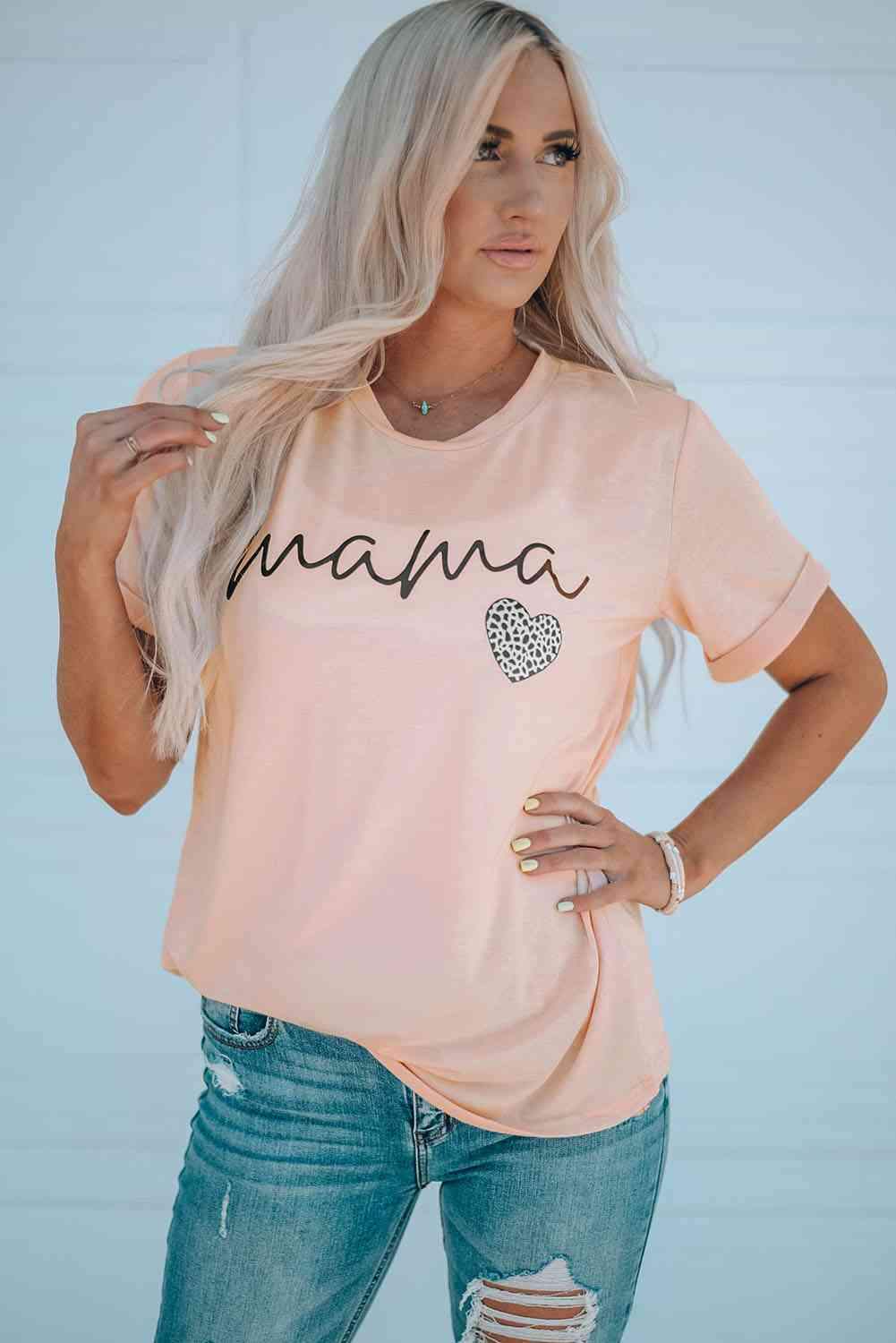 MAMA Heart Graphic Tee Shirt Women's T-Shirts - Tophatter Daily Deals