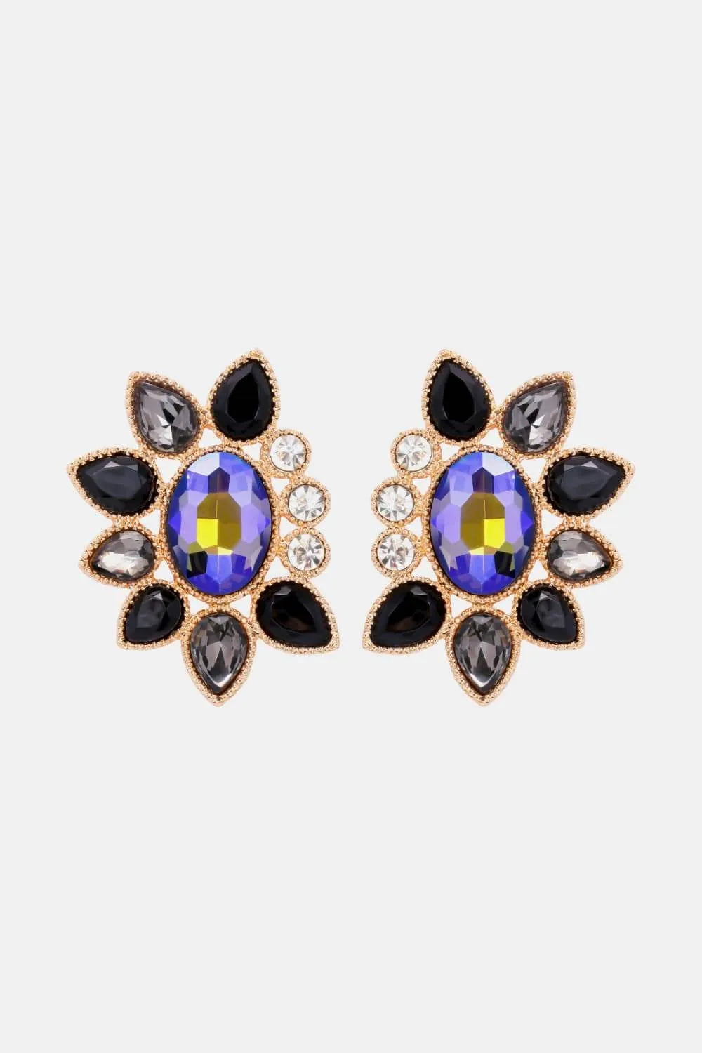 Geometrical Shape Glass Stone Dangle Earrings Charcoal One Size Earrings - Tophatter Daily Deals