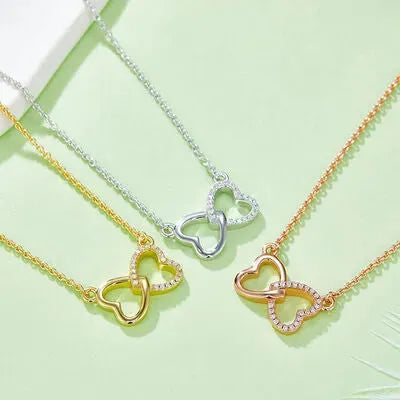 Moissanite 925 Sterling Silver Heart Bow Necklace Moissanite - Tophatter Daily Deals