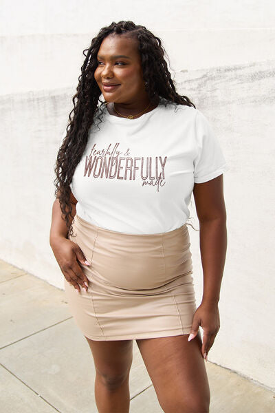 Simply Love Full Size WONDERFULLY Short Sleeve T-Shirt Women's T-Shirts - Tophatter Daily Deals