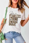 Slogan Graphic Round Neck Short Sleeve Tee Women's T-Shirts - Tophatter Daily Deals