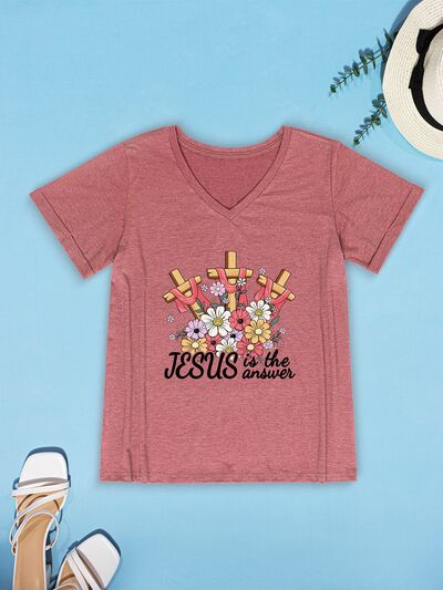 JESUS IS THE ANSWER V-Neck T-Shirt Women's T-Shirts - Tophatter Daily Deals