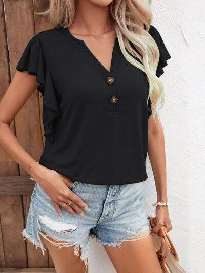 Notched Cap Sleeve T-Shirt Women's T-Shirts - Tophatter Daily Deals