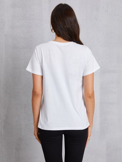 SWEET ON YOU Round Neck Short Sleeve T-Shirt Women's T-Shirts - Tophatter Daily Deals