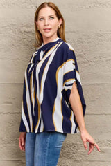 Tie Neck Printed Slit Sleeve Blouse Blouses - Tophatter Daily Deals
