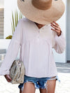V-Neck Buttoned Balloon Sleeve Blouse - Tophatter Deals