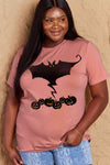 Simply Love Full Size Bat & Pumpkin Graphic Cotton T-Shirt Women's T-Shirts - Tophatter Daily Deals