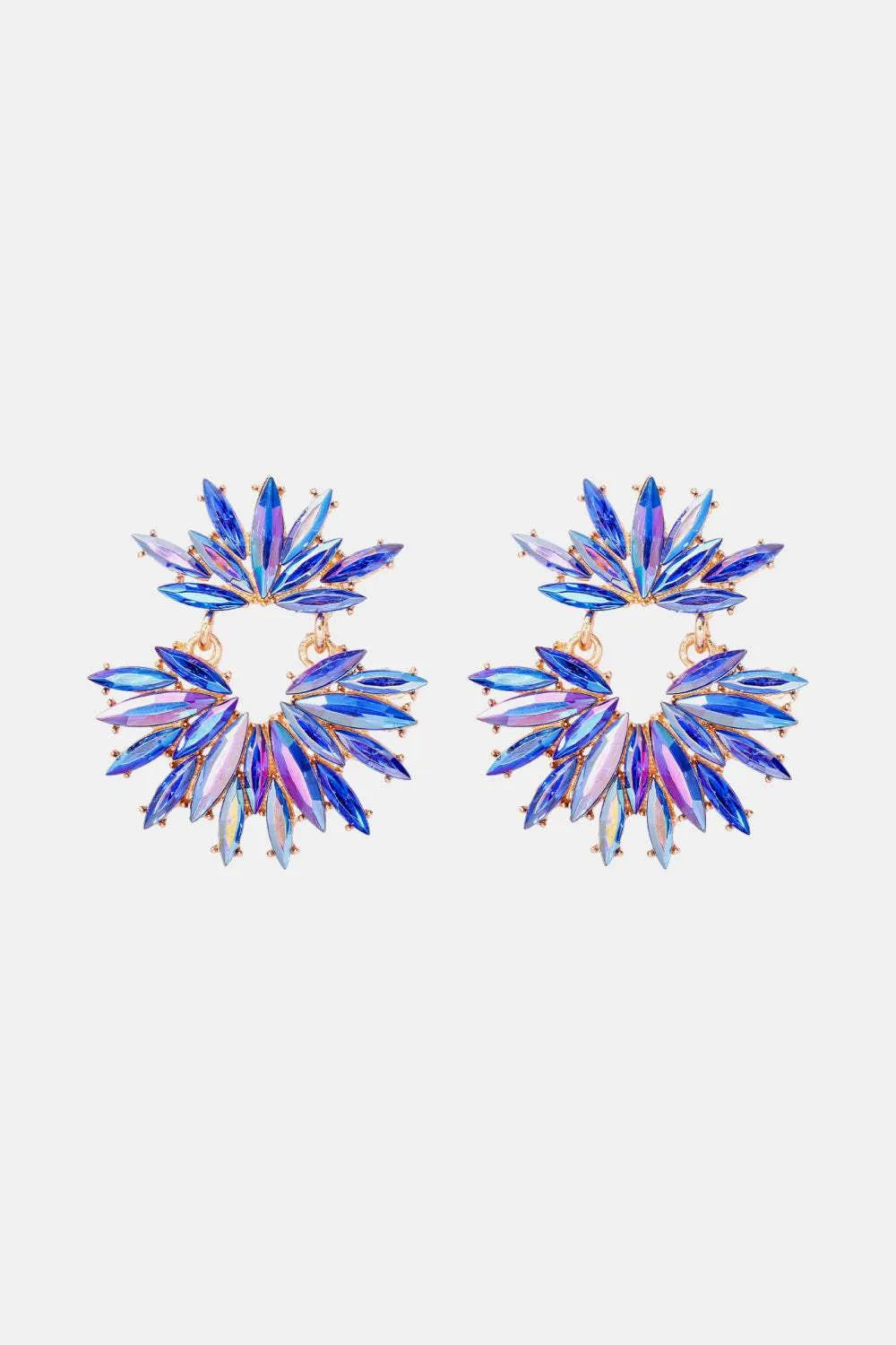 Flower Shape Glass Stone Dangle Earrings Cobalt Blue One Size Earrings - Tophatter Daily Deals