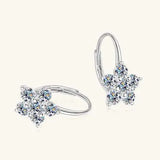 1.2 Carat 925 Sterling Silver Moissanite Flower Huggie Earrings Moissanite - Tophatter Daily Deals
