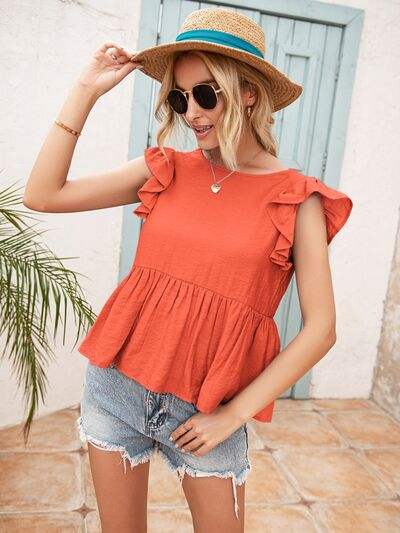 Lace Detail Round Neck Peplum T-Shirt Women's T-Shirts - Tophatter Daily Deals